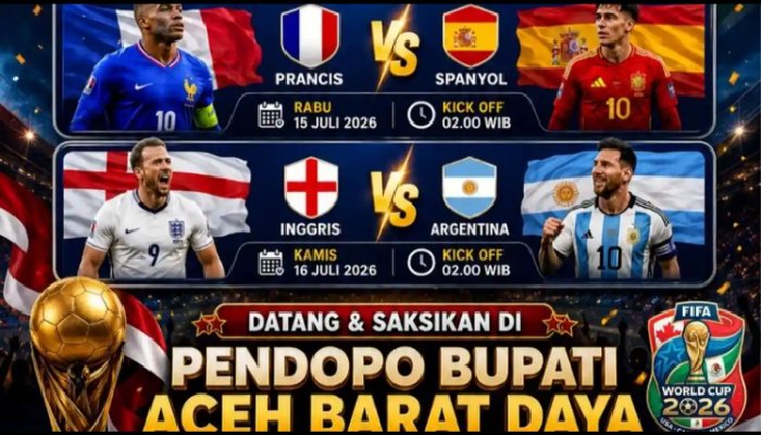 senitoto Perkuat Silaturahmi Antar Pecinta Bola, Pemkab Abdya Adakan Nobar Piala Dunia di Pendopo Bupati